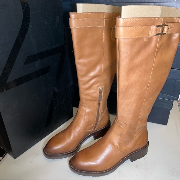 New 27 edit naturalizer cayce leather chestnut boots wide calf size 8.5 M - Picture 1 of 15